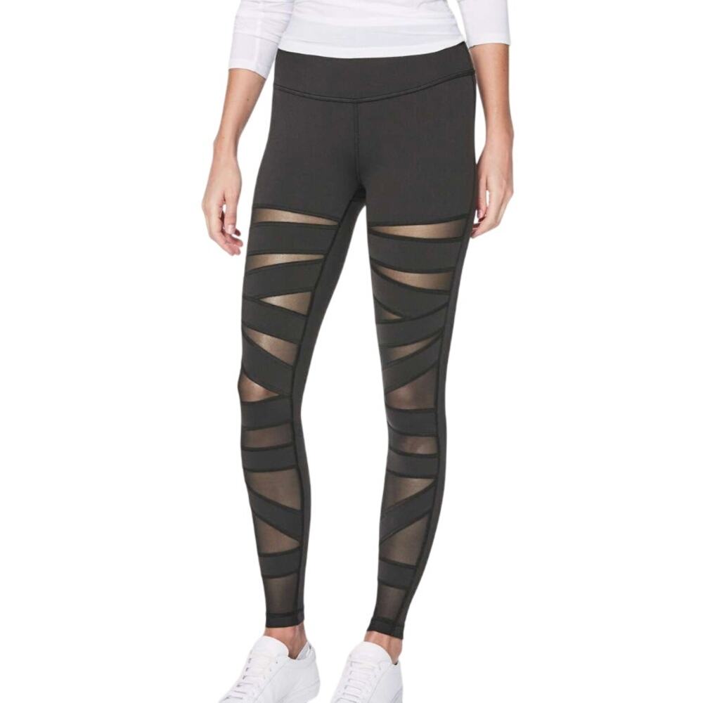 Lululemon Wunder Under Hi-Rise Mesh Panel Cutout Leggings 28” Size 8 EUC